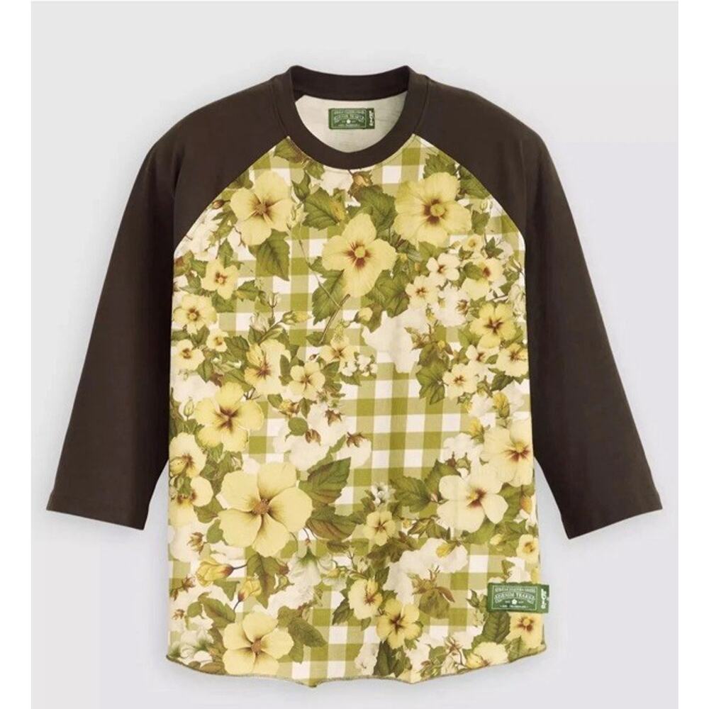 Denim Tears Levi Collab Baseball Tee Size XXL Floral Gingham NWT SoldOut 2XL NEW